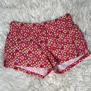 Athleta Pink & Bright Yellow Geometric Printed Swim Shorts